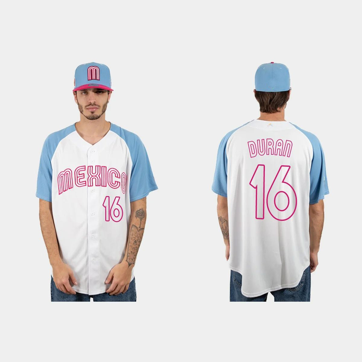 #16 JARREN DURAN MEXICO BASEBALL 2023 WORLD BASEBALL CLASSIC JERSEY ¨C WHITE BLUE Stitches Baseball Jerseys